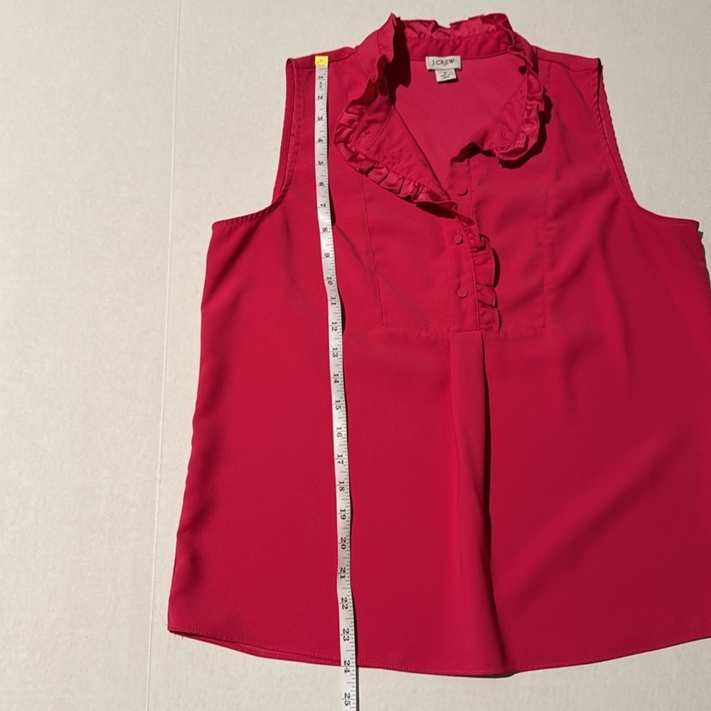 J.Crew Factory Women's 8 - Begonia Pink Ruffle-Trim Henley Tank Blouse‎ - Picture 4 of 7